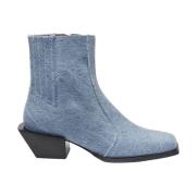 Denim Chunky Heel Ankelstøvler