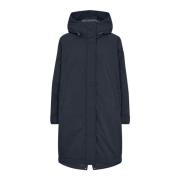 Stilfuld Parka Coat i Navy