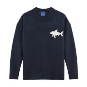 uld sweater med hajindlæg