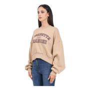 Brun Crew Neck Sweatshirt med Logo Broderi