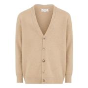 Beige Uld Cardigan Sweater