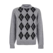 Grå Argyle Uld Mix Sweater