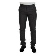 Brun Stribet Slim Fit Herrebukser