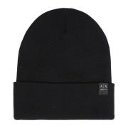 Sort Uldblanding Logo Beanie Hat