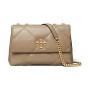 Elegant Taupe Læder Crossbody Taske