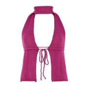 Skinnende Fuchsia Nylon Top