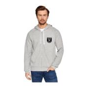 Zip Hoodie med Logo Patch