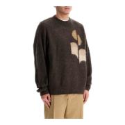 Intarsia logo mohair crew neck pullover