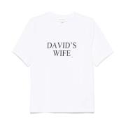 Hvide Bomuld Slogan Print T-shirts