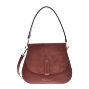 Brown leather and suede shoulder bag