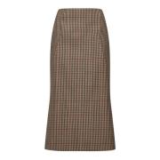 Gingham Wool Midi Nederdel