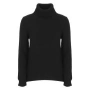 Sort Cashmere Uld Høj Hals Sweater