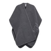 Grå Uld Cashmere Poncho med Logo