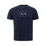 Elegant Blå T-shirt i Bomuld