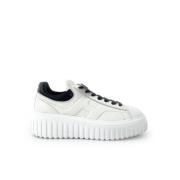 Platform sneakers i hvid med sorte detaljer