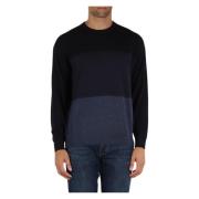 Farveblok uld rund hals sweater