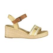 Beige Ankel Spænde Sandal med Kontrast