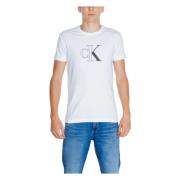 Hvid Print Rund Hals T-shirt