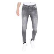 Grå Slim Fit Jeans til mænd med revner