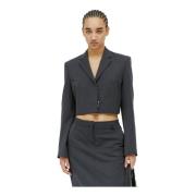 Skreddersyet Crop Blazer i Plain Weave