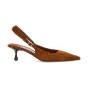 Suede slingback med dyreprint hæl