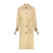 Beige Oversized Trench Coat med Bue