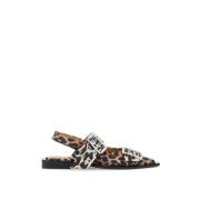 Dyr Print Slingback Ballerina med Spænder