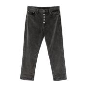 Sort Corduroy Jeans Knappelukning