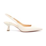 Hvide Læder Slingback Pumps