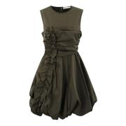 Taffeta Grey Olive Midi Kjole