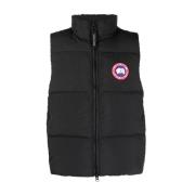 Sort Puffer Vest med Dunfyldte Paneler