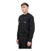 Sort Crewneck Sweater med Flocked Logo