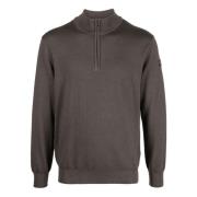 Uld Half-Zip Strikvarer med Broderi