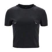 Metal Piercing Cropped T-Shirt