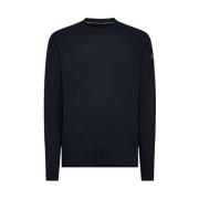 Velvet Round Knit Sweater Blå Sort