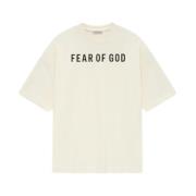 Logo Print Creme T-shirt Jersey Tekstur