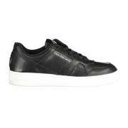 Sort Polyester Sneaker med Kontrastdetaljer