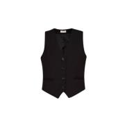 Elegant Dandy Vest Sort Polyester Viskose