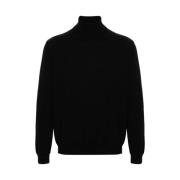 Sort Strikket Rullekrave Sweater