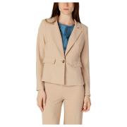 Beige Lapel Krave Blazer Efterår/Vinter