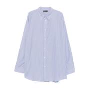 Oversized Stribet Poplin Skjorte