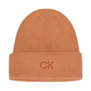 Broderet Fin Ribstrikket Beanie Hat