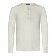 Hvid Ribbet Henley T-shirt