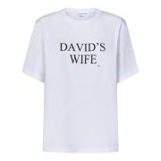 Hvid T-shirt med 'Davids Kone' Slogan