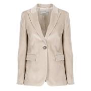 Beige Blazer med Peak Revers