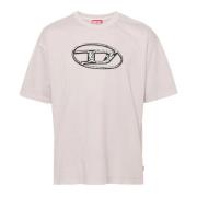 Beige Bomuld T-shirt med Oval D Logo