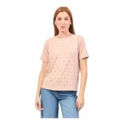 Pink T-shirt med frontapplikationer