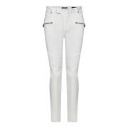 Hvide Slim Fit Biker Jeans