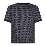 Blå Crewneck Jacquard Strik Sweater