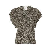 Abstrakt Print V-Hals Top